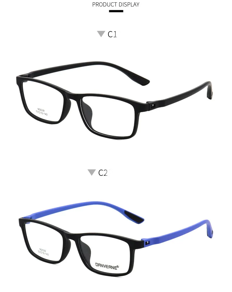 Zirosat Unisex Full Rim Square Ultem Frame Eyeglasses M2039