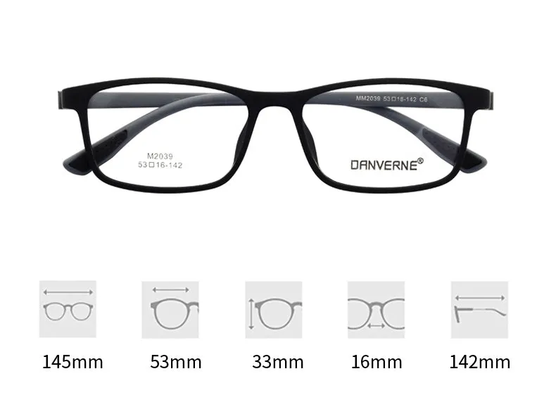 Zirosat Unisex Full Rim Square Ultem Frame Eyeglasses M2039